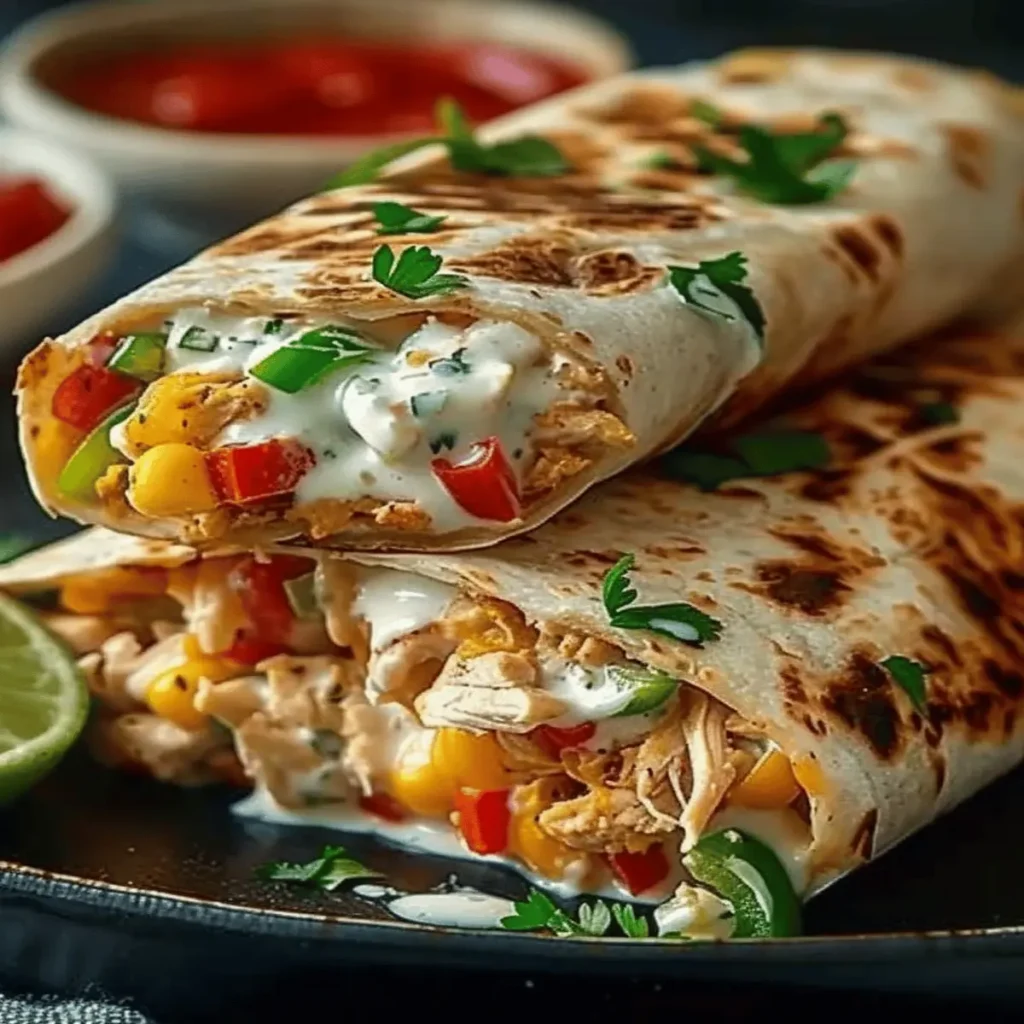 Chicken Bell Pepper Ranch Burritos