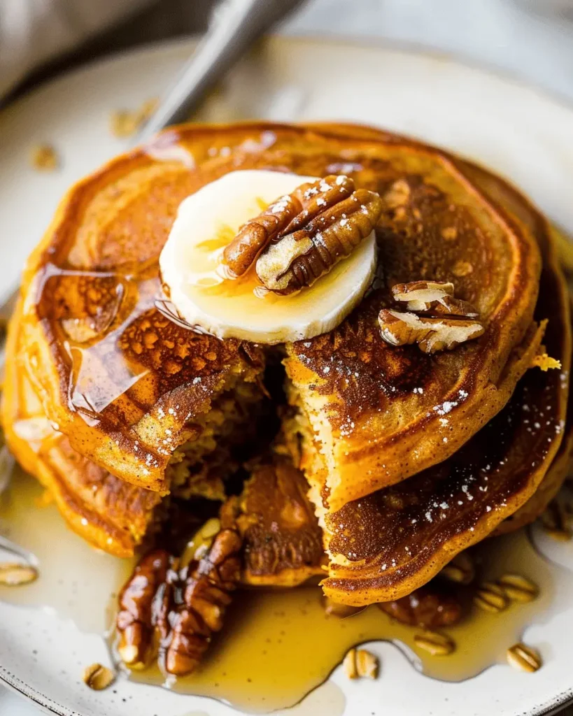 Healthy Pumpkin Oatmeal Pancakes
