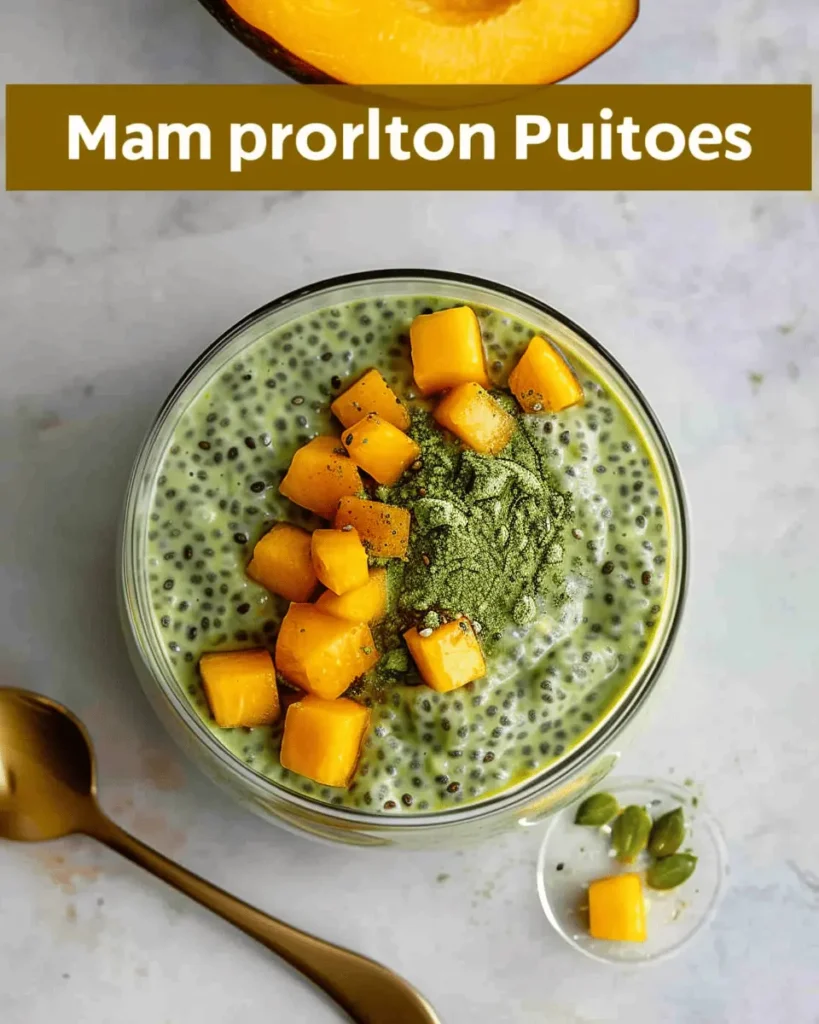 Mango Chia Pudding Recipe with Matcha and Yogurt (High-Protein)