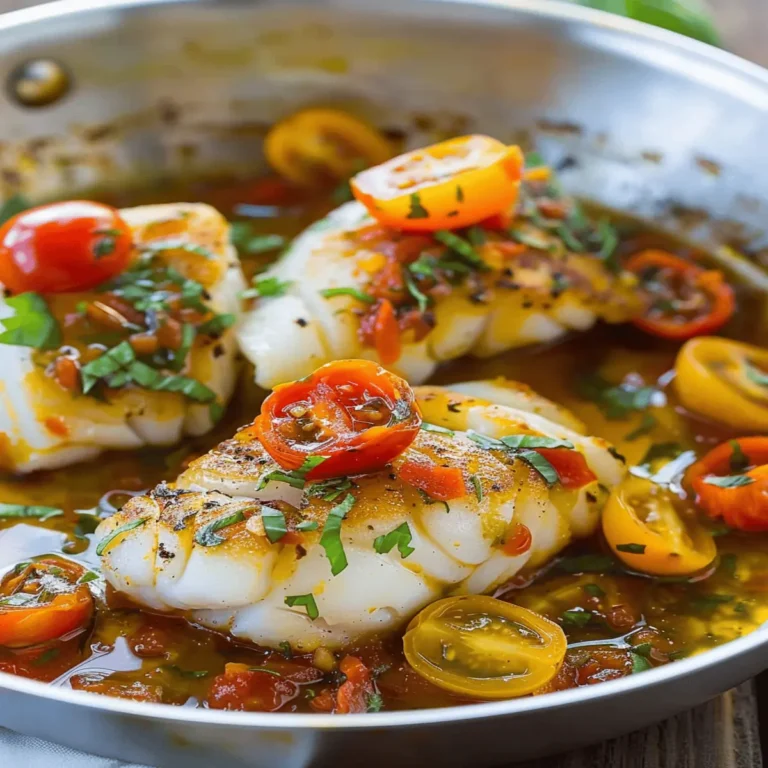 Pan-Seared Cod in White Wine Tomato Basil Sauce