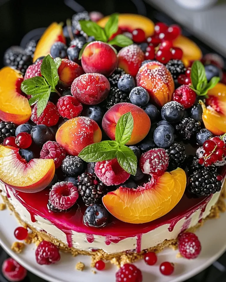 Summer Berry and Peach Cheesecake