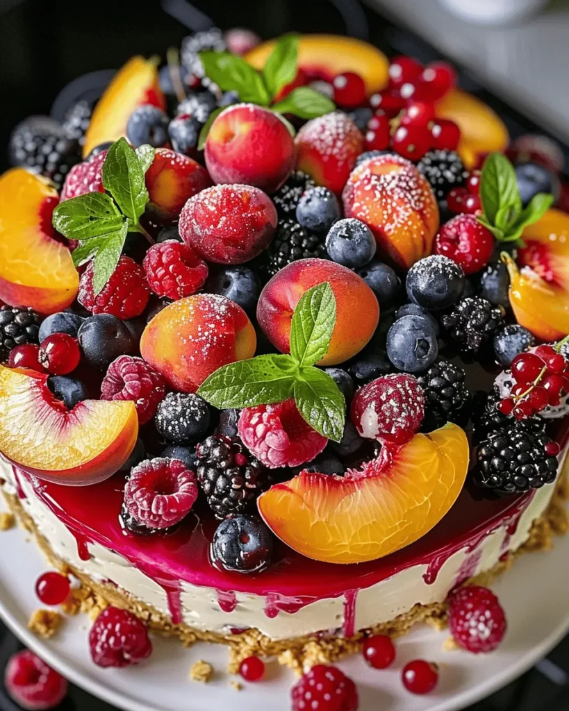 Summer Berry and Peach Cheesecake