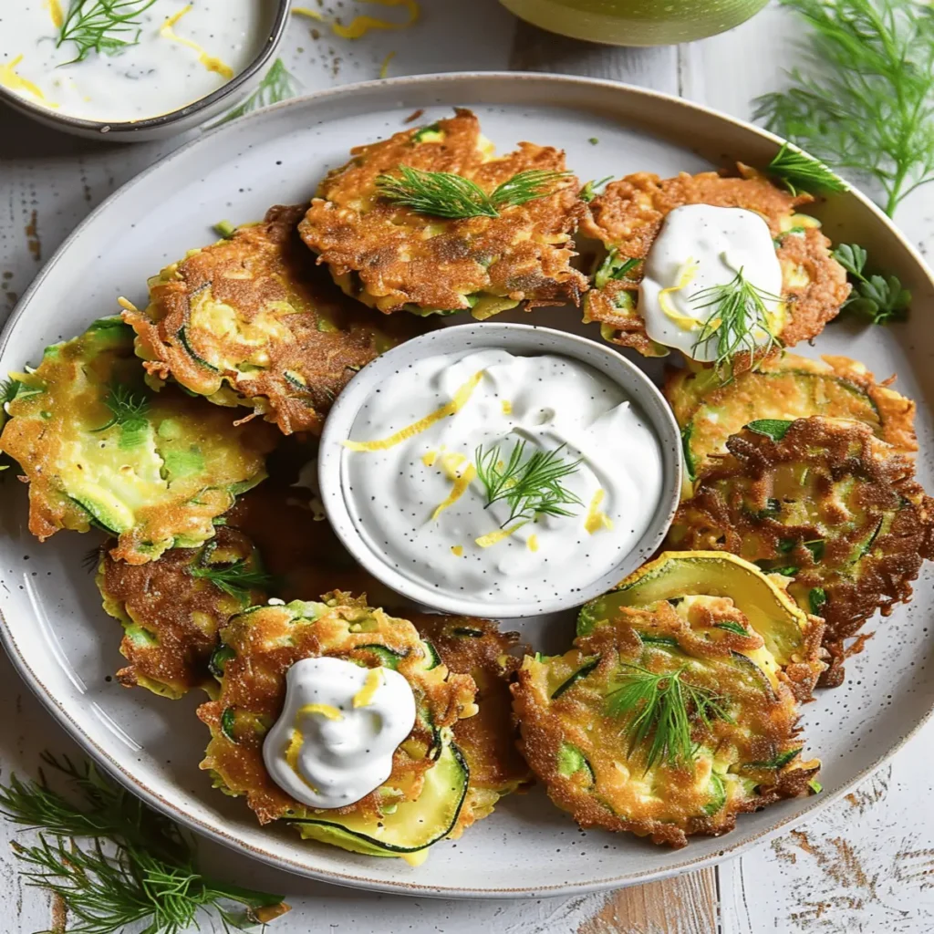 Zucchini Fritters with Lemon Yogurt Sauce