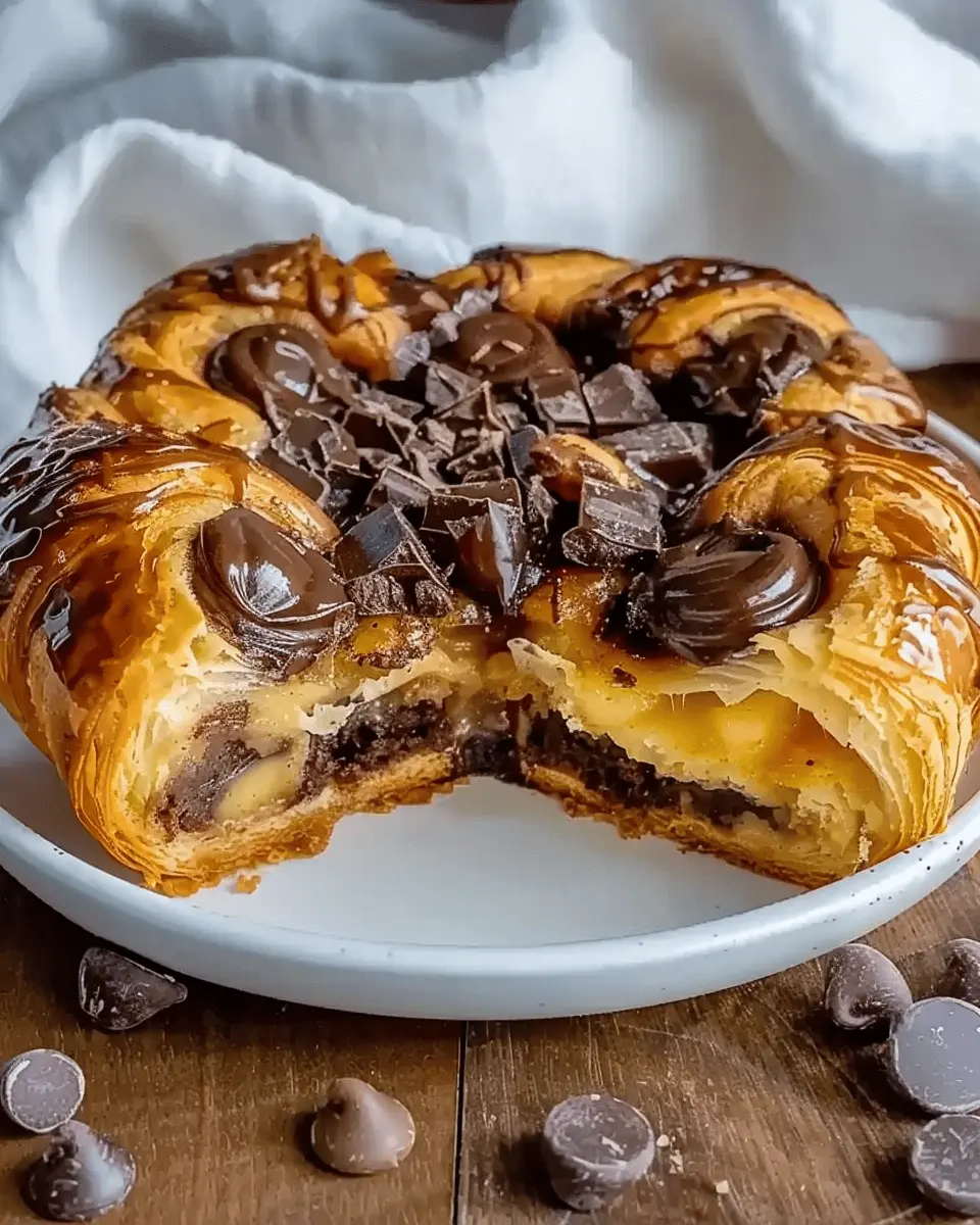 Decadent Chocolate Croissant Breakfast Bake with Turkey Bacon Delight