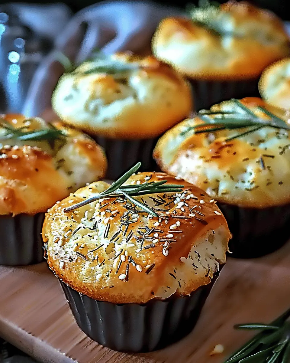 Easy Garlic Rosemary Focaccia Muffins