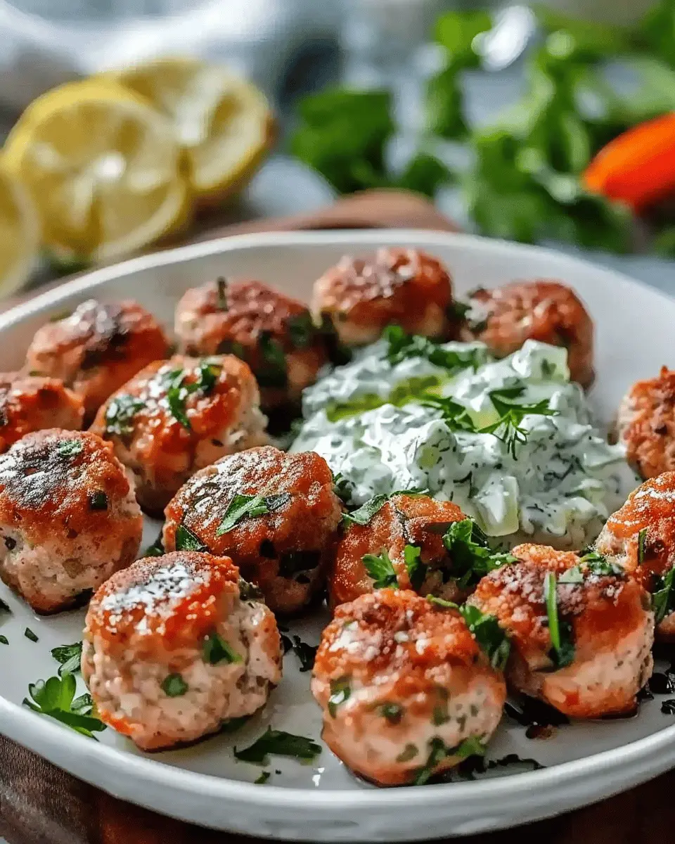 Greek Turkey Meatballs with Tzatziki