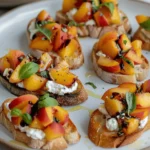 Quick Peach Bruschetta with Whipped Ricotta