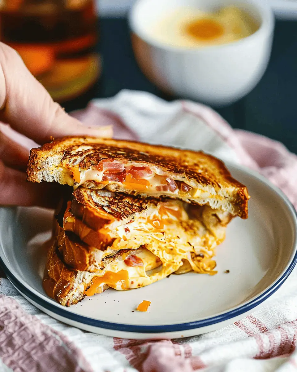 Breakfast Grilled Cheese: Indulgent Turkey Bacon and Chicken Ham Delight