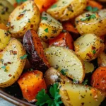 Garlic Herb Roasted Potatoes, Carrots, and Zucchini