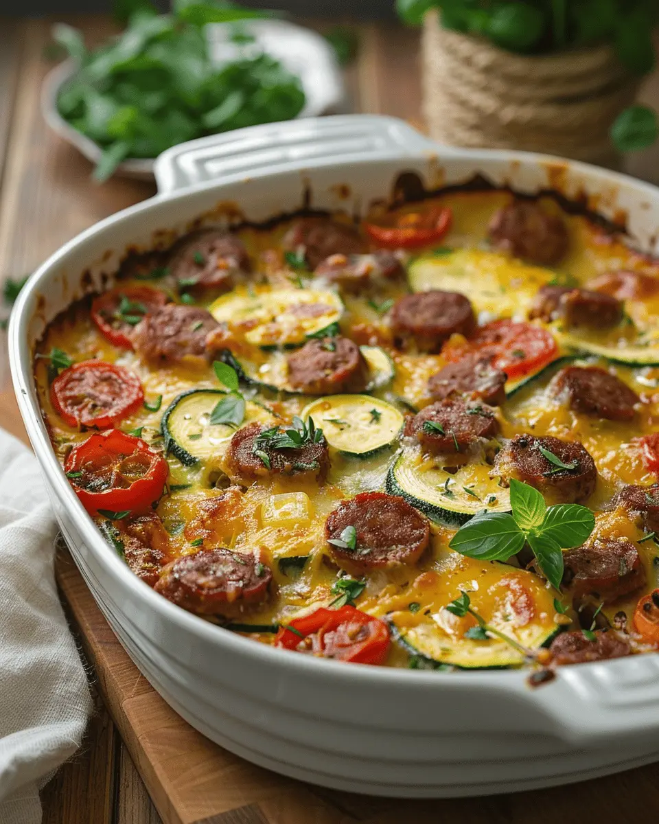 Low Carb Zucchini and Sausage Casserole