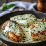 Mozzarella Chicken in Basil Cream Sauce