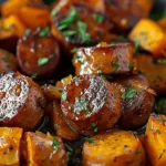 Sausage and Sweet Potatoes with Honey Garlic Sauce