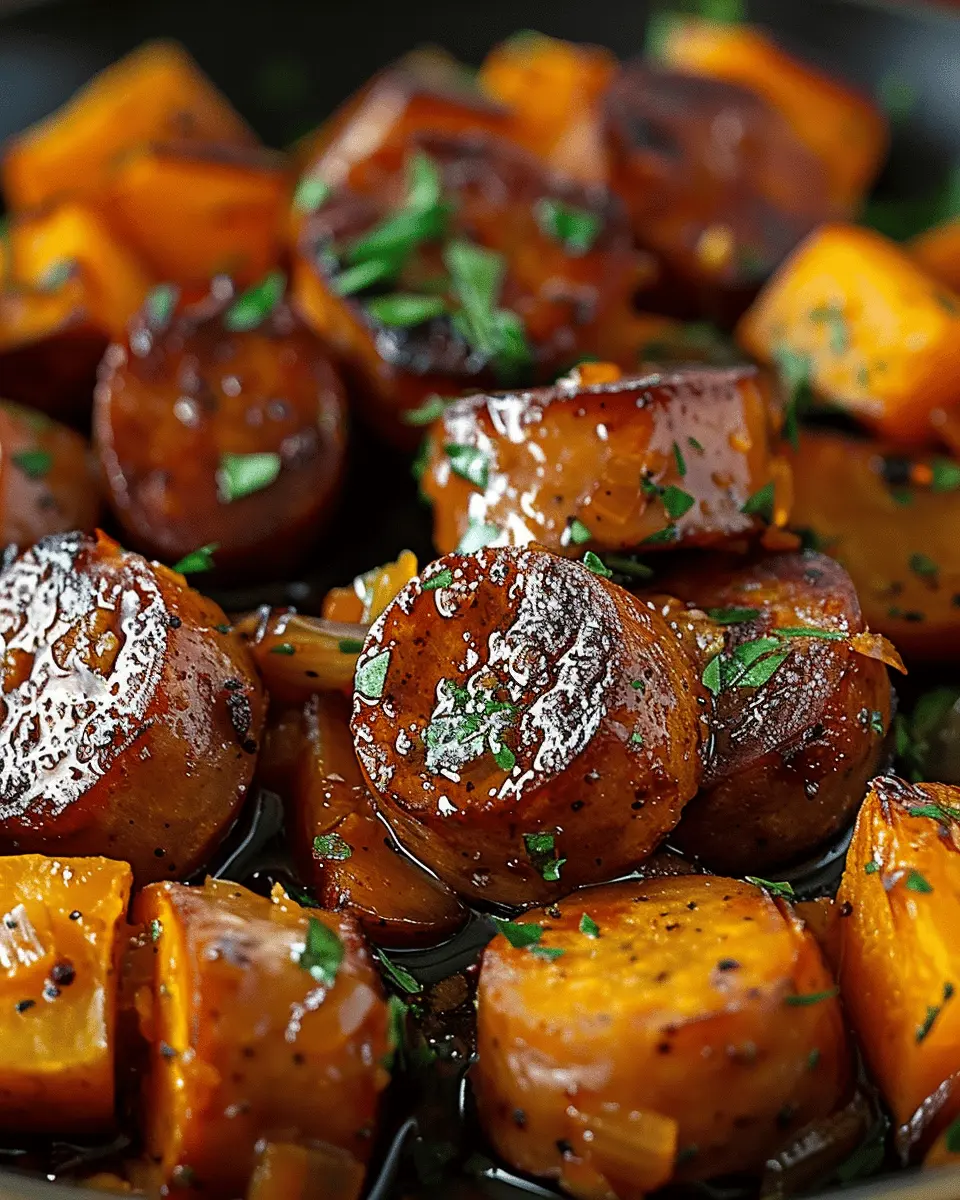 Sausage and Sweet Potatoes: Easy Honey Garlic Sauce Delight