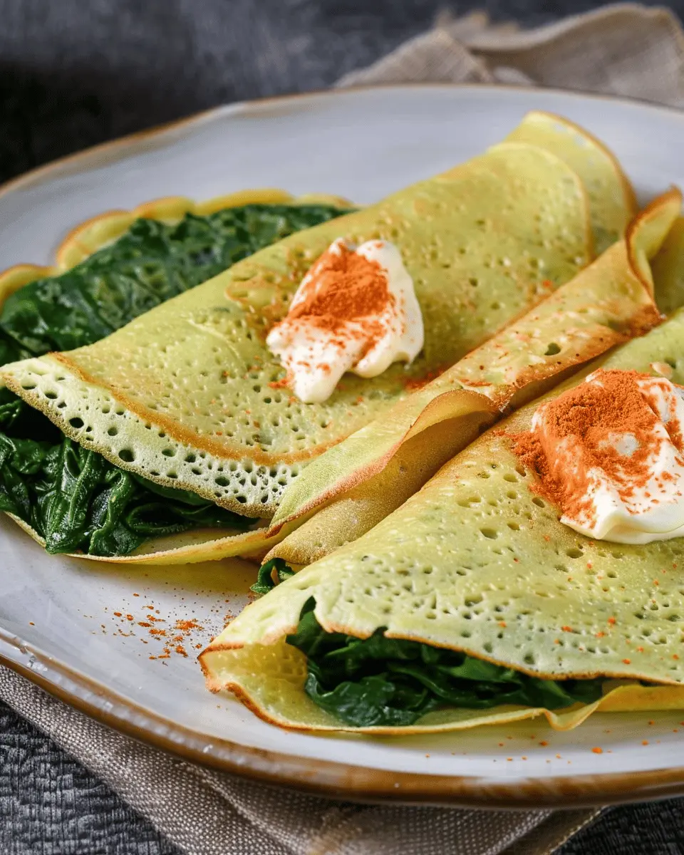 crepes de espinacas: Easy Spinach Crepes with Turkey Bacon Delight