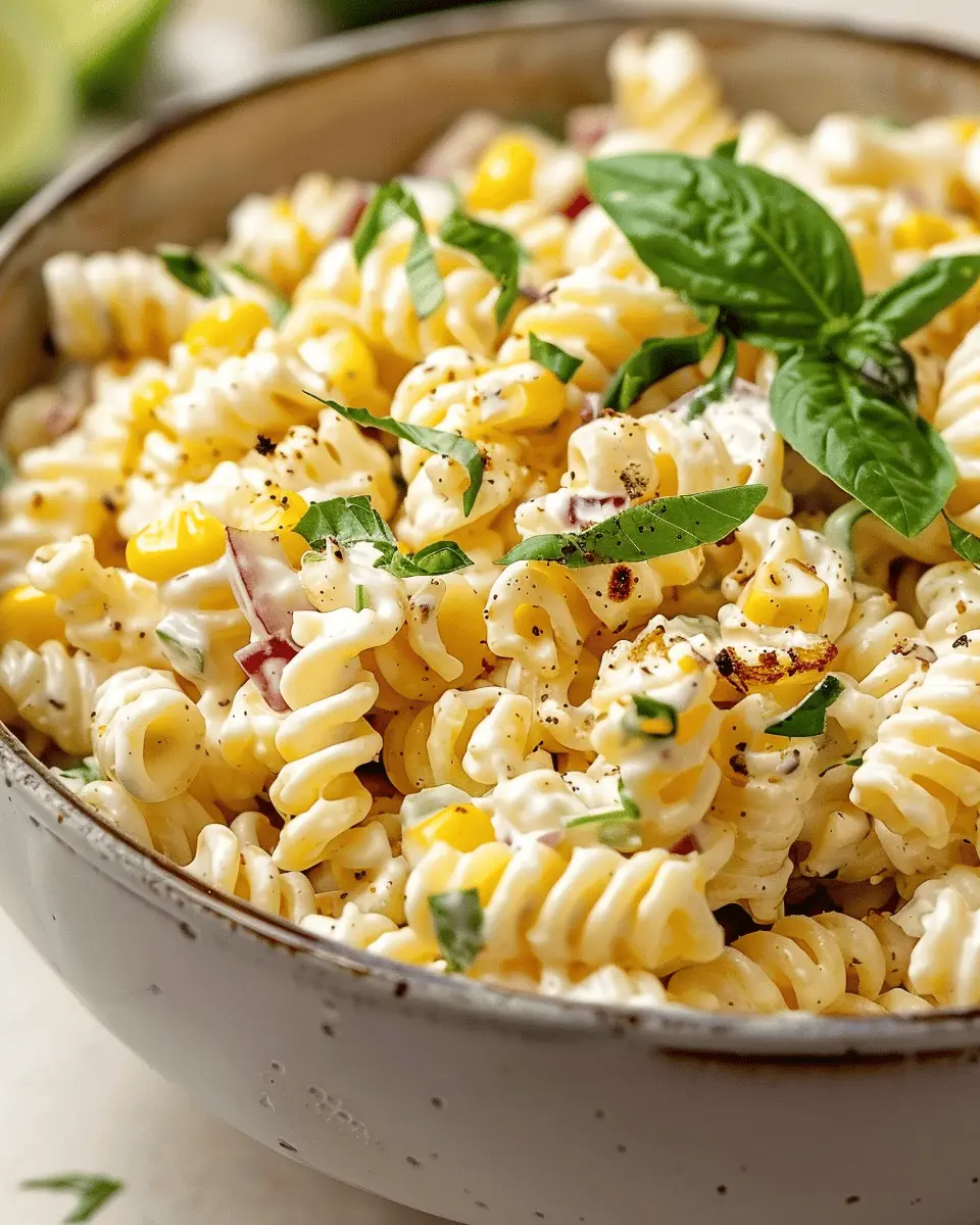 Creamy Street Corn Pasta Salad with Turkey Bacon Delight