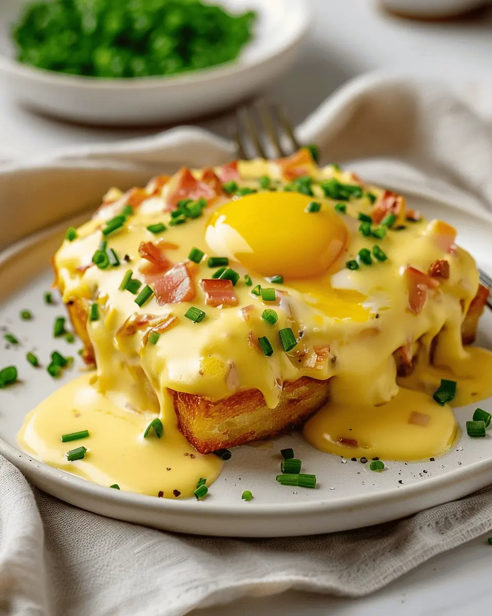 Eggs Benedict Casserole with Turkey Bacon and Chicken Ham Delight
