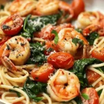 Tomato Spinach Shrimp Pasta
