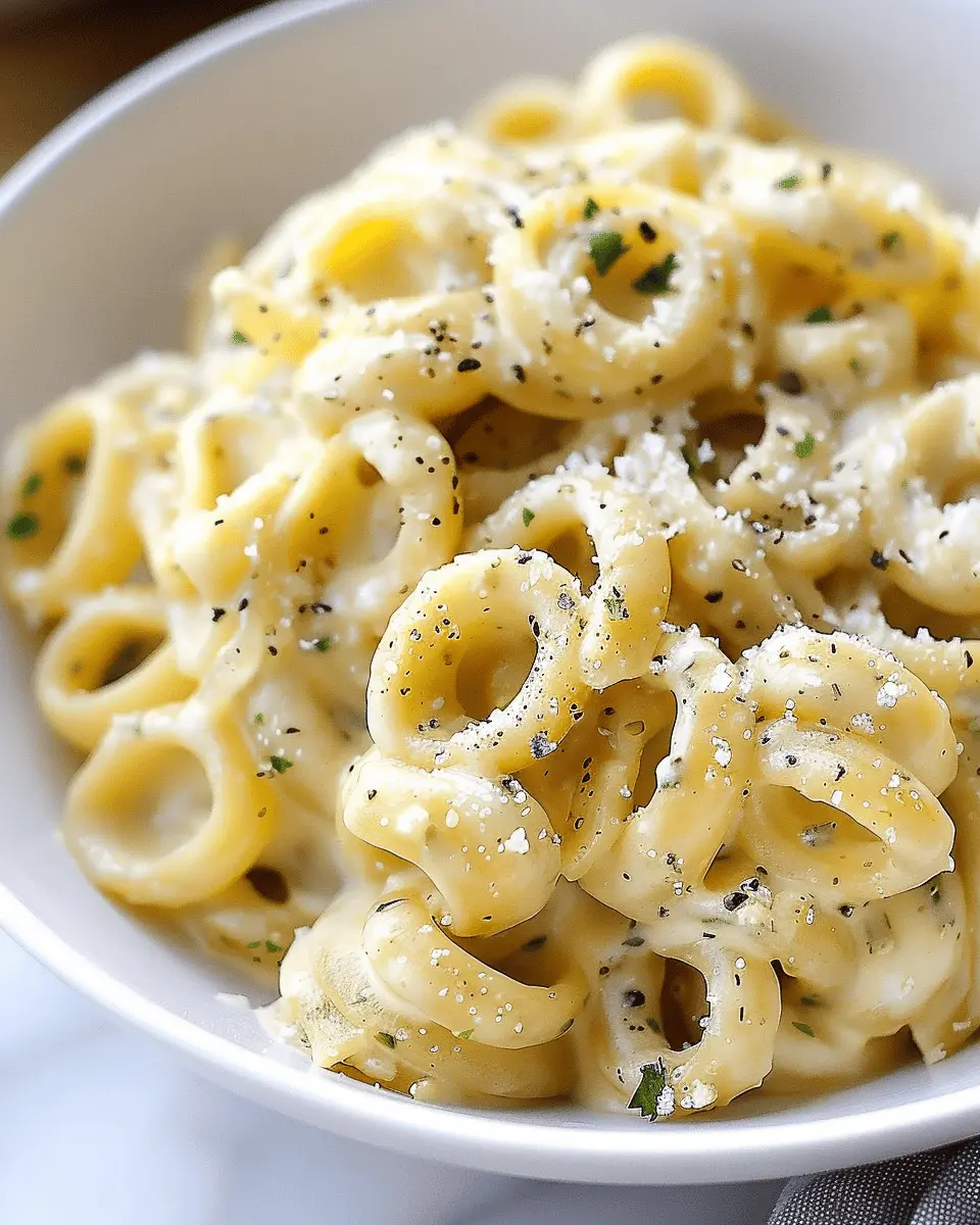 Garlic Butter Pasta One Pot Delight with Turkey Bacon and Chicken Ham