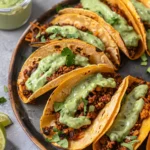 Crispy Baked Ground Turkey Tacos with Avocado Sauce