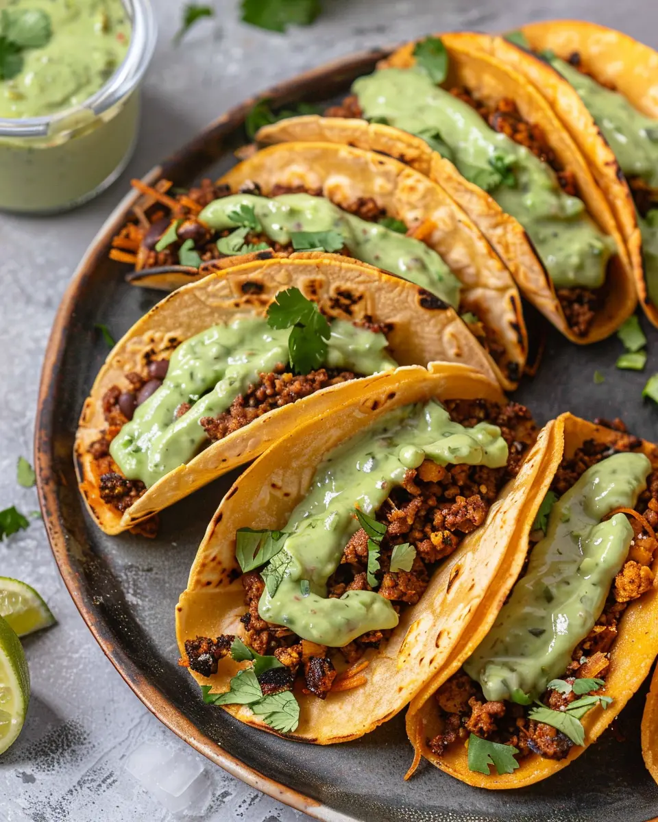 Crispy Baked Ground Turkey Tacos: Easy Avocado Sauce Delight