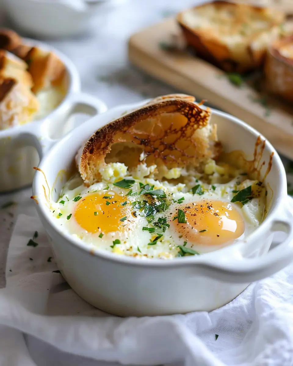 Eggs en Cocotte: Indulgent Baked Eggs with Turkey Bacon Delight